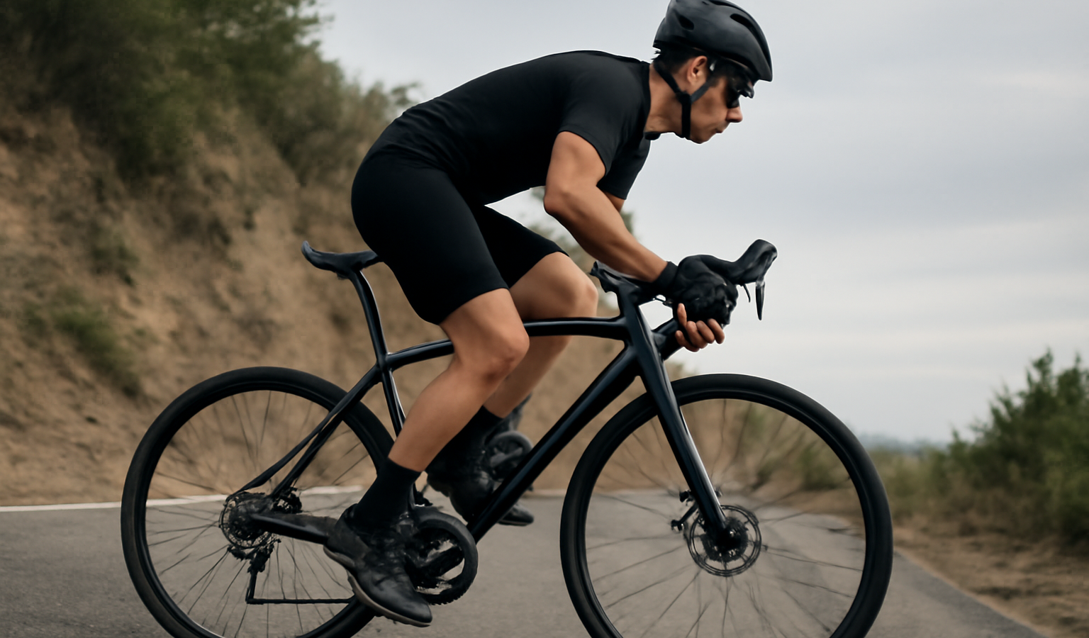 cycliste grimpant une côte transmission visible