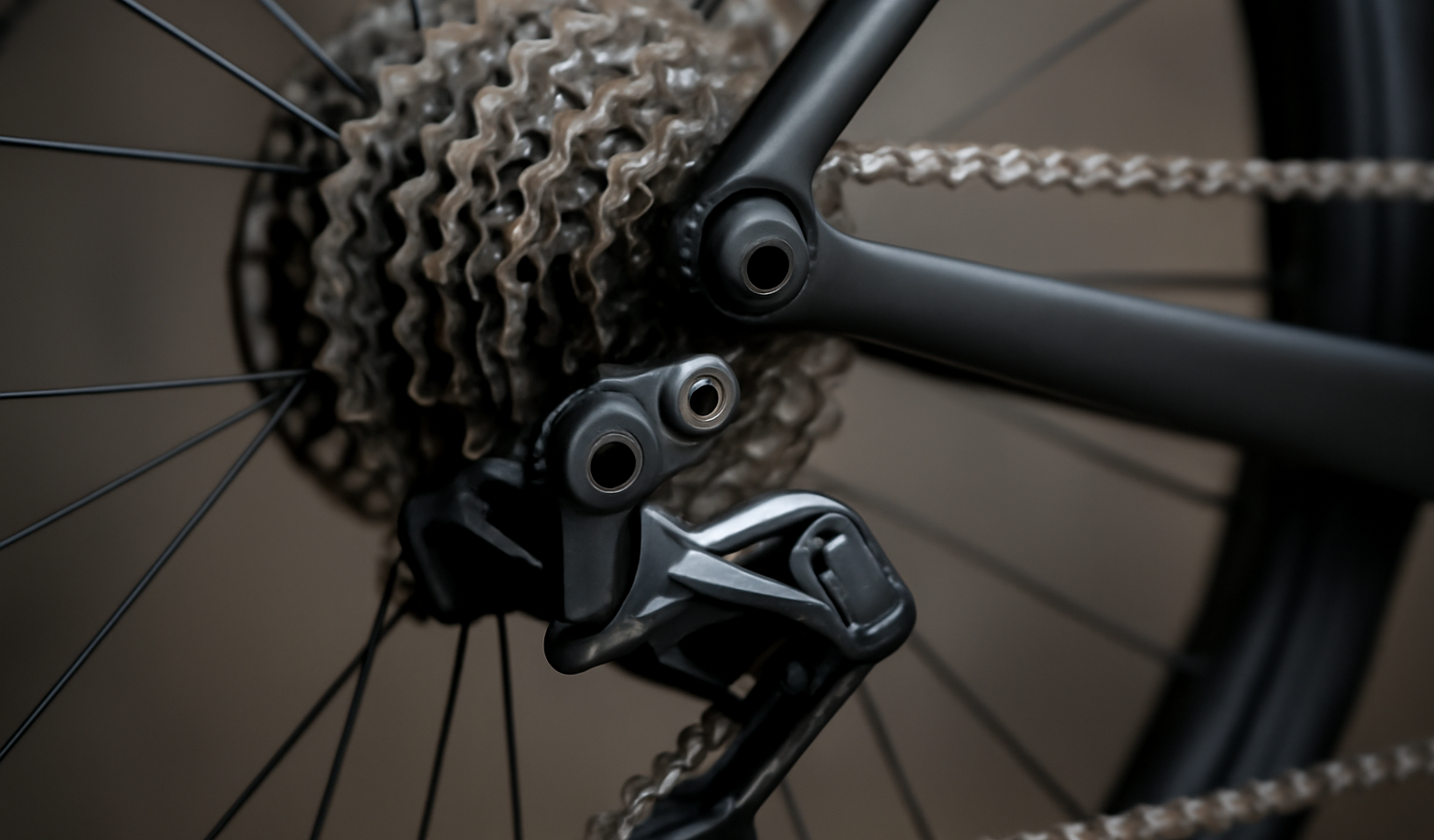 derailleur arriere en gros plan sur cadre