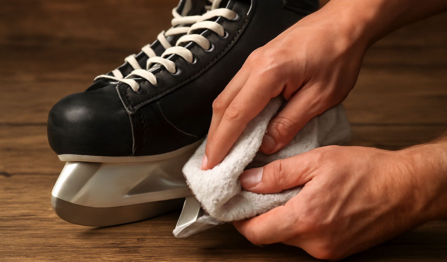 mains essuyant des patins de frein