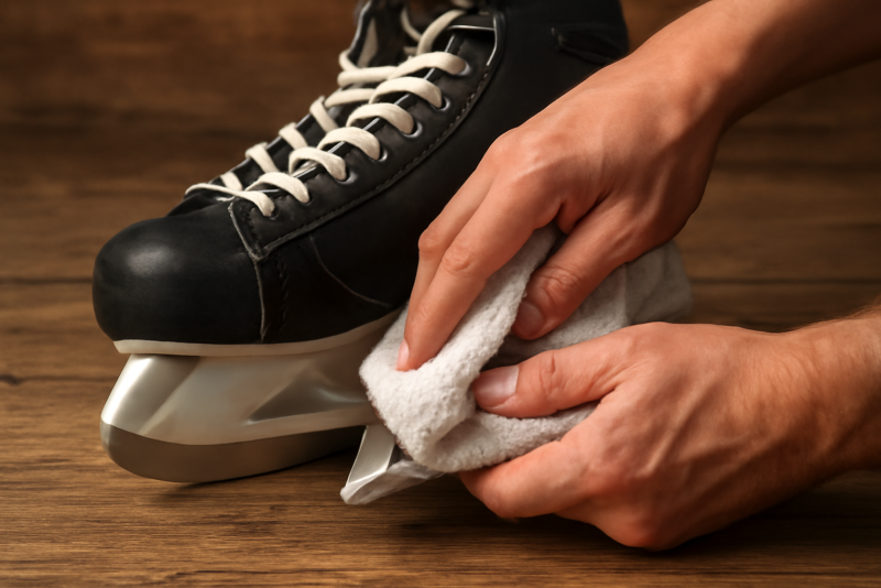 mains essuyant des patins de frein