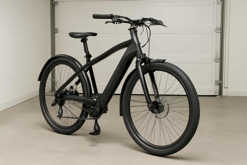 vélo électrique posé dans garage propre
