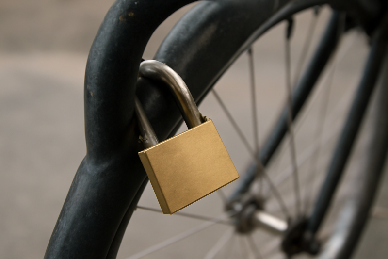 cadenas attaché à un arceau de vélo