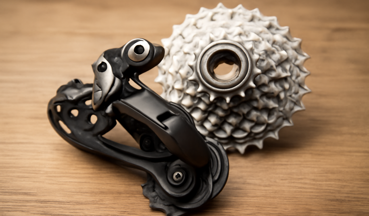 transmission de vélo propre posée sur table