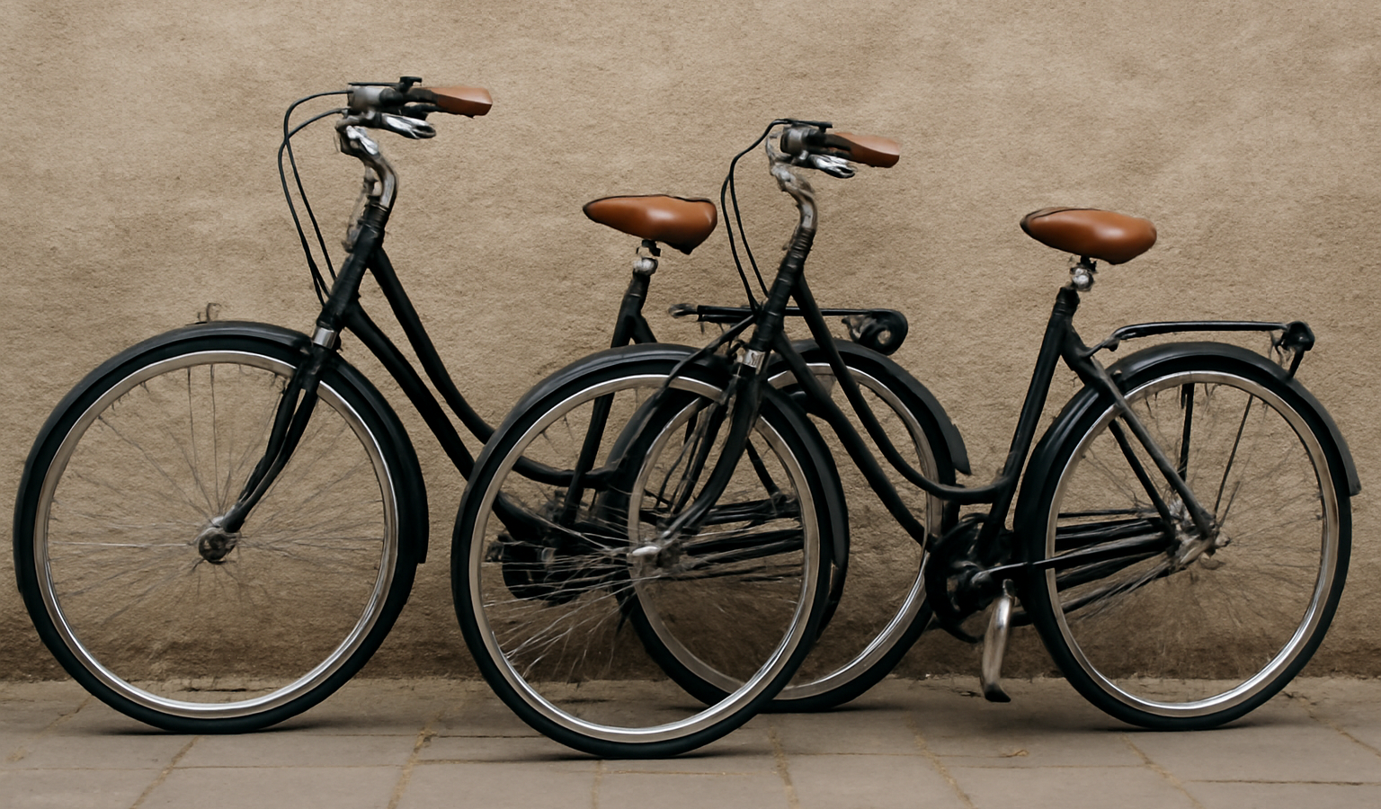 deux vélos de ville posés côte à côte