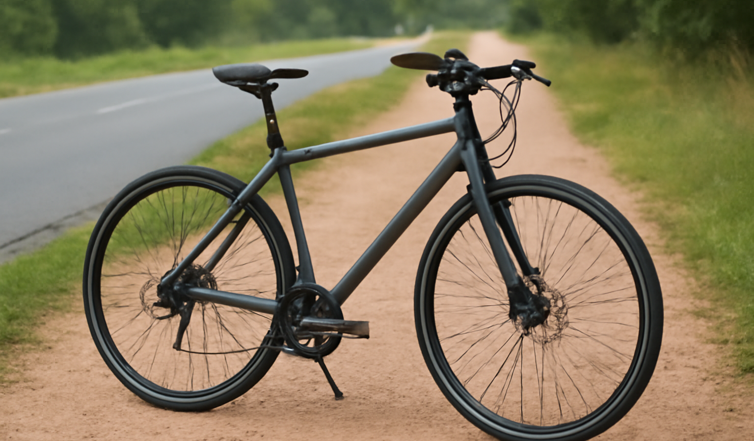 velo hybride pose entre route et sentier