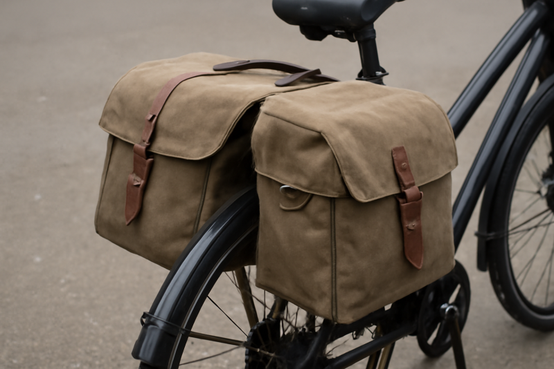 sacoches attachées à un porte-bagages arrière