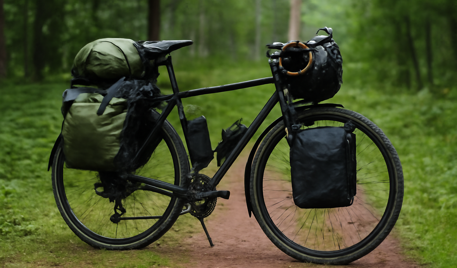 velo charge pour voyage en pleine nature