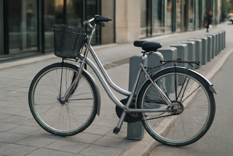 vélo urbain garé près d'une station