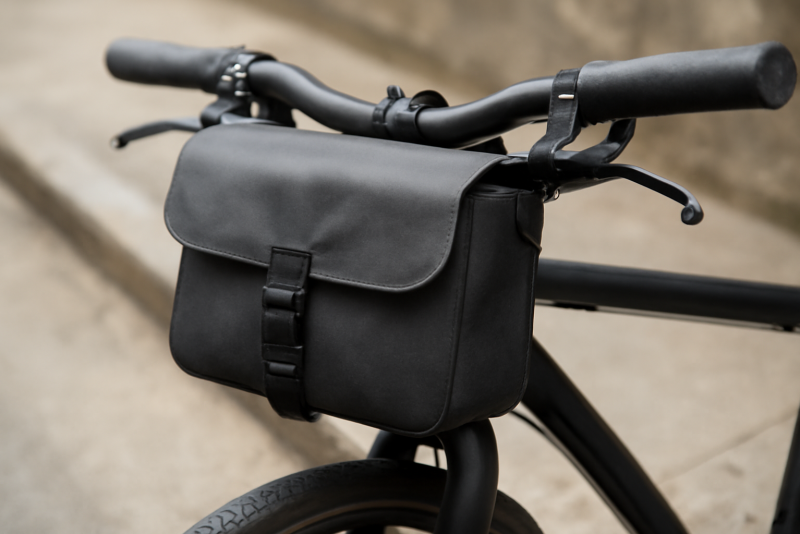 sacoche attachée au guidon d'un vélo