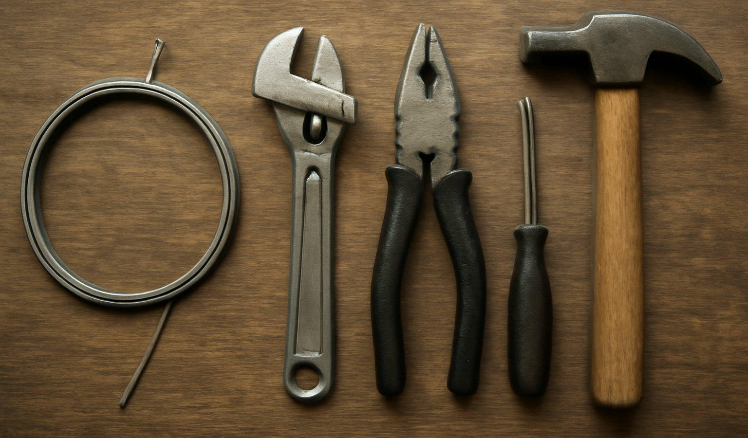 outils alignes pres d un cable de frein