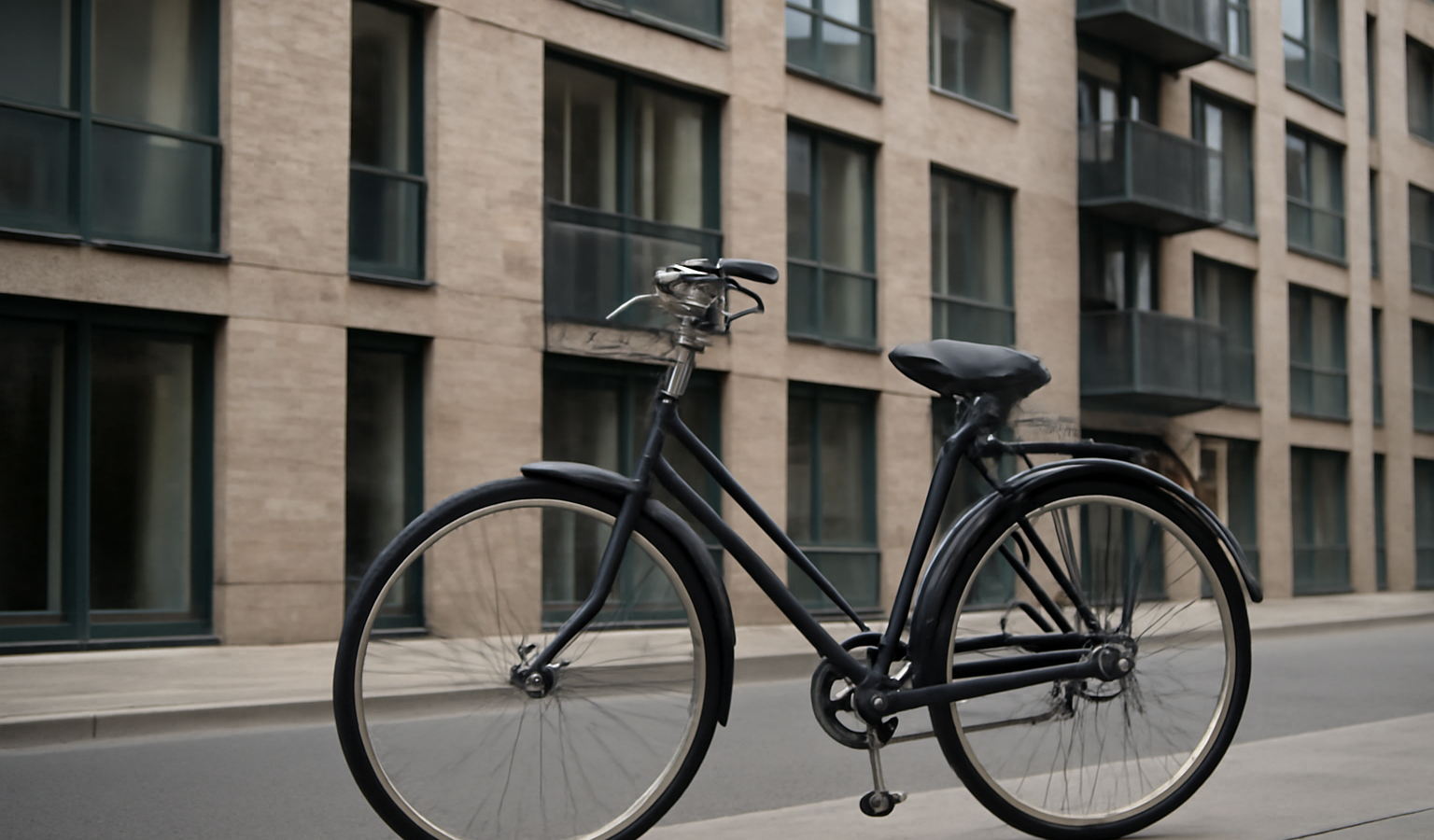 vélo posé devant immeuble urbain