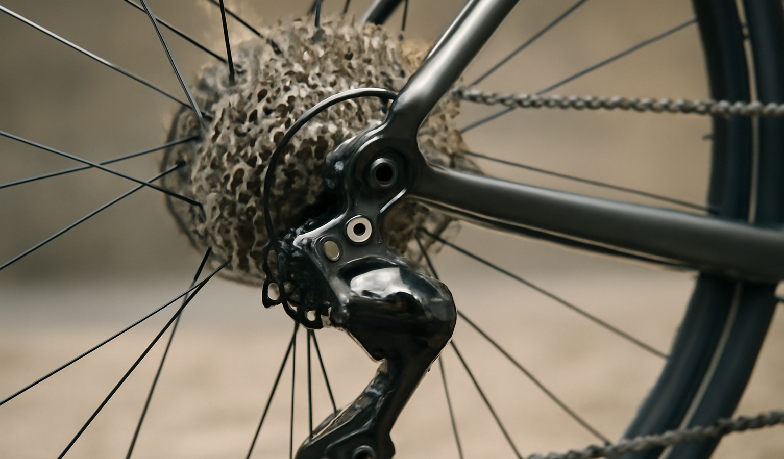 dérailleur et cassette sur roue arrière
