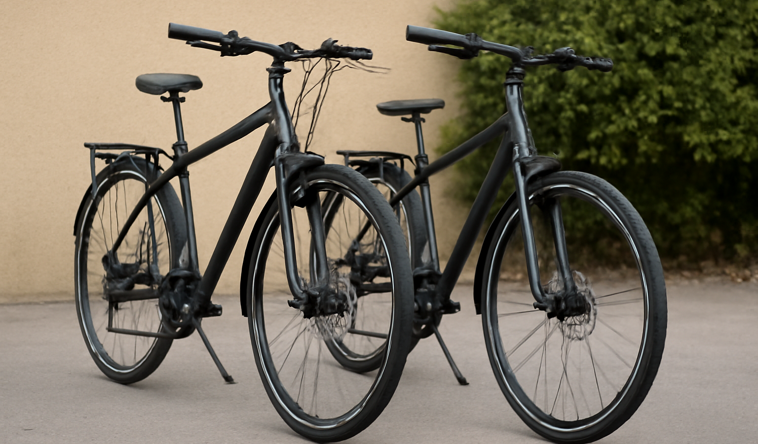 deux vélos VTC côte à côte dehors
