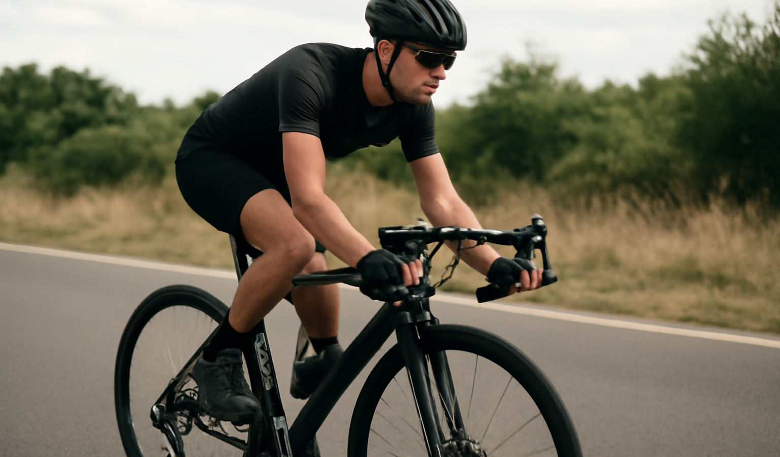 cycliste testant un vélo sur route