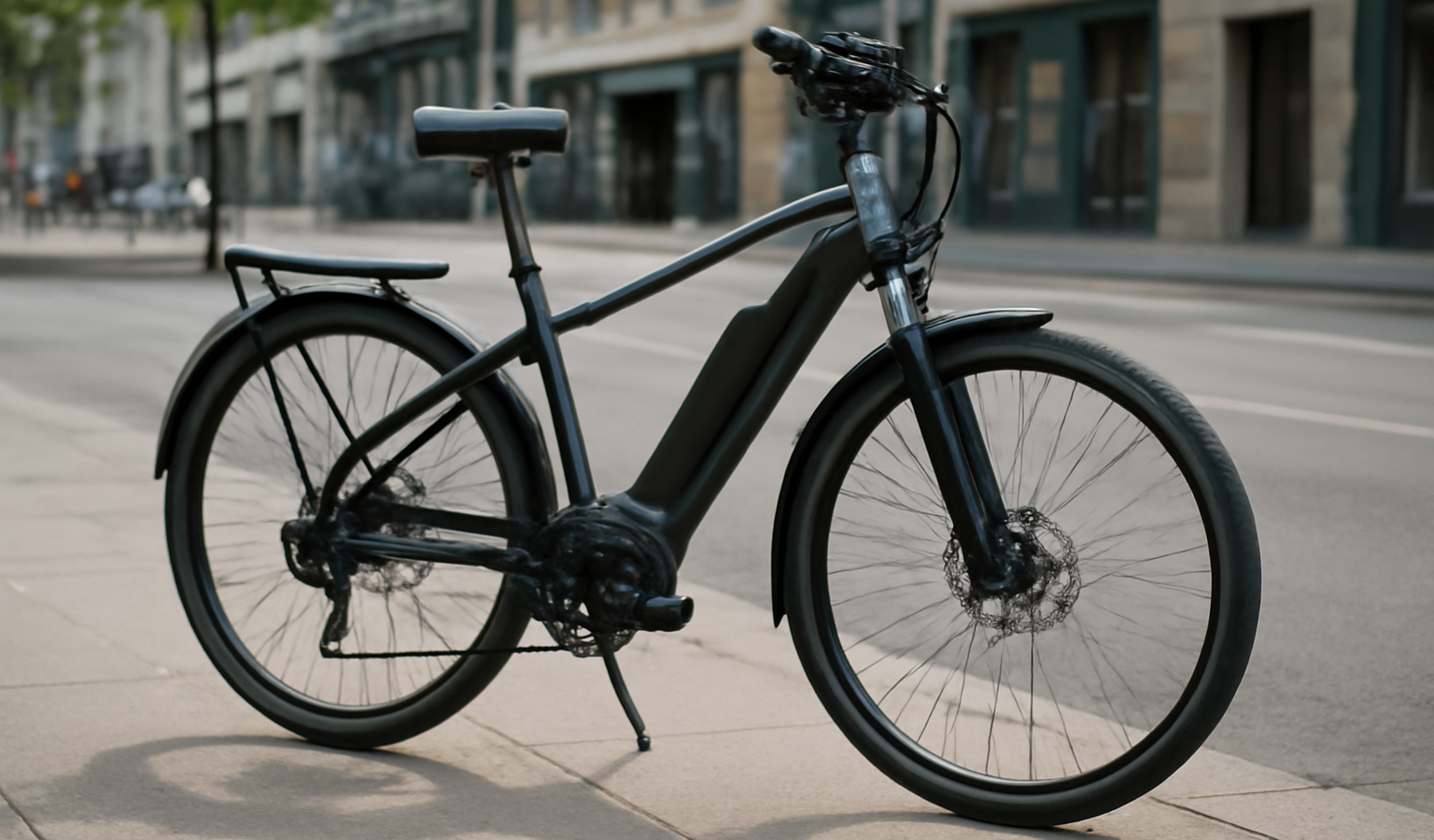 vélo électrique urbain stationne sur trottoir