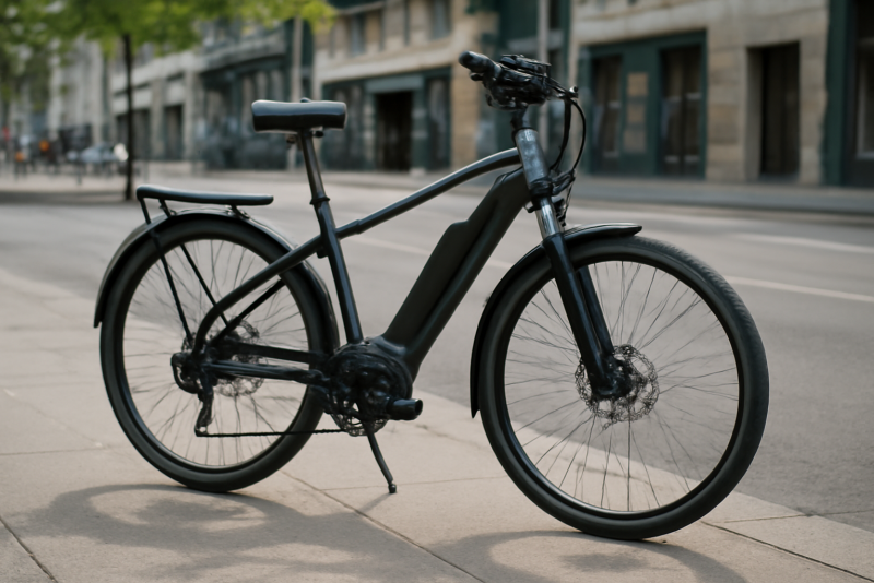 vélo électrique urbain stationne sur trottoir