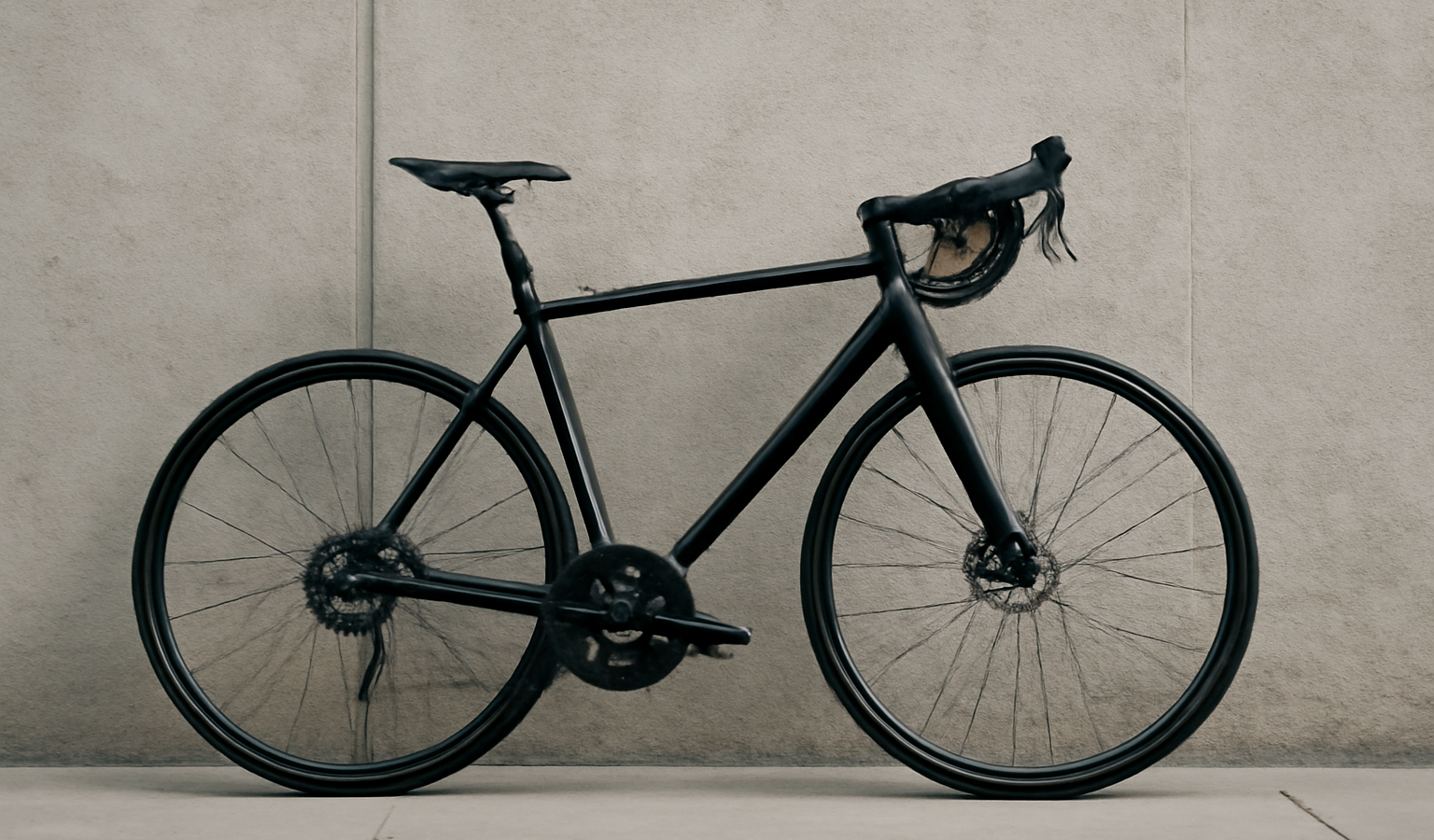 vélo posé près d'un mur pour contrôle alignement