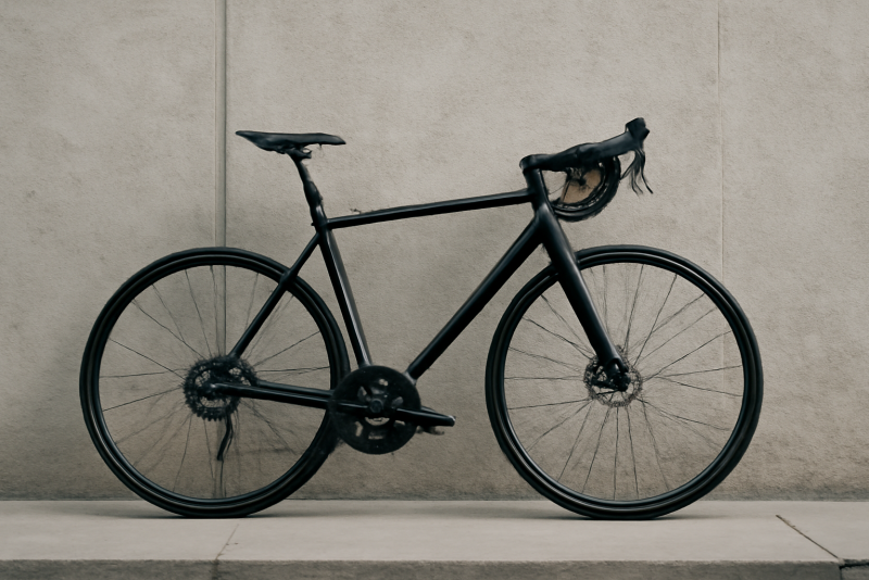 vélo posé près d'un mur pour contrôle alignement